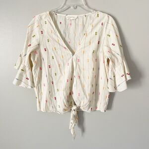 Lovestitch Cream Floral Embroidered Top